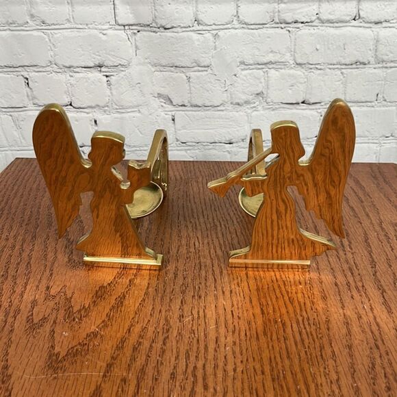 2 Vintage Brass Angels Trumpeter & Choir Christmas Stocking Hangers - Picture 6 of 7